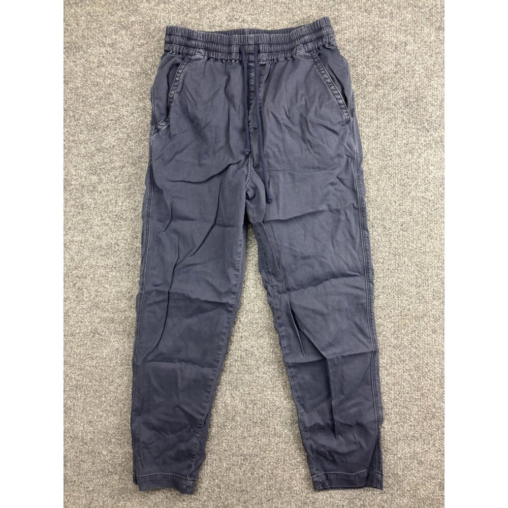 Faherty Jogger Pants Womens XS Blue Cotton Linen Elastic Waist Drawstring
